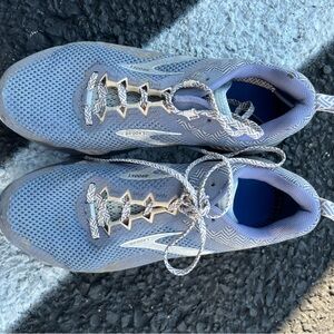Brooks Athletic Shoes in Pink laces and Gray- photo looks too blue